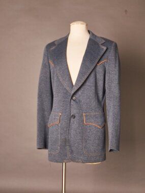 1970s Faux Denim Lee Blazer Suit Coat Western Style